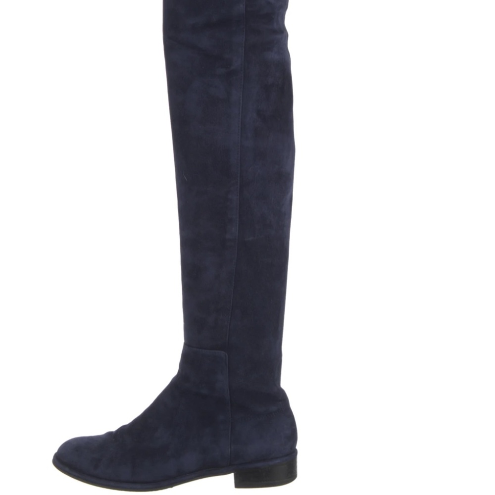Stuart Weitzman Over the Knee Boots 8 Suede Navy Blue